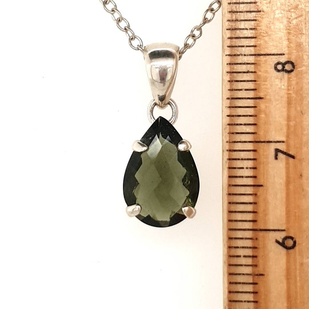 faceted moldavite pendant