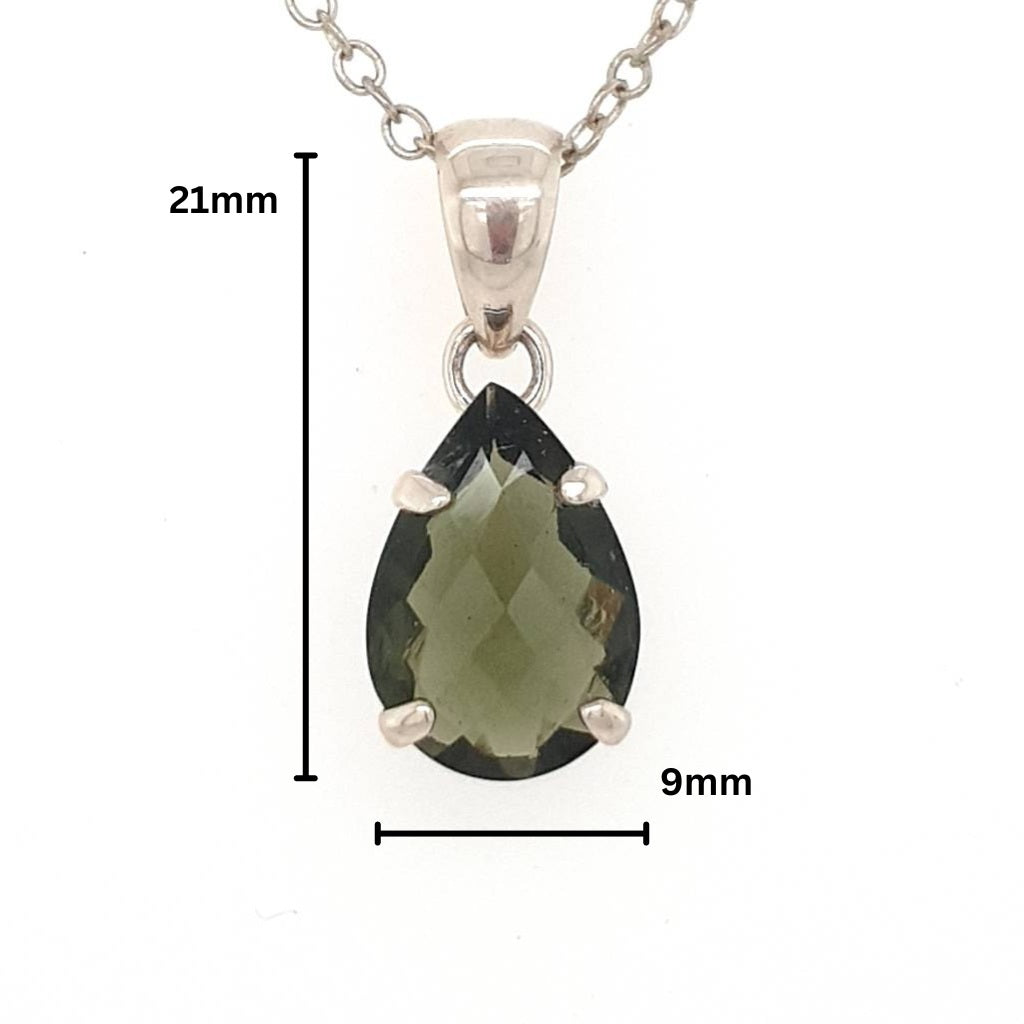 Moldavite Pendant Set in Sterling Silver from Czech - Faceted