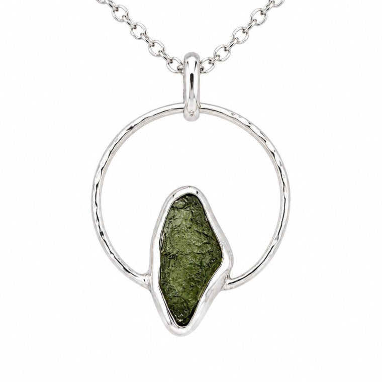 Moldavite Pendant in a Sterling Silver Setting From Czech