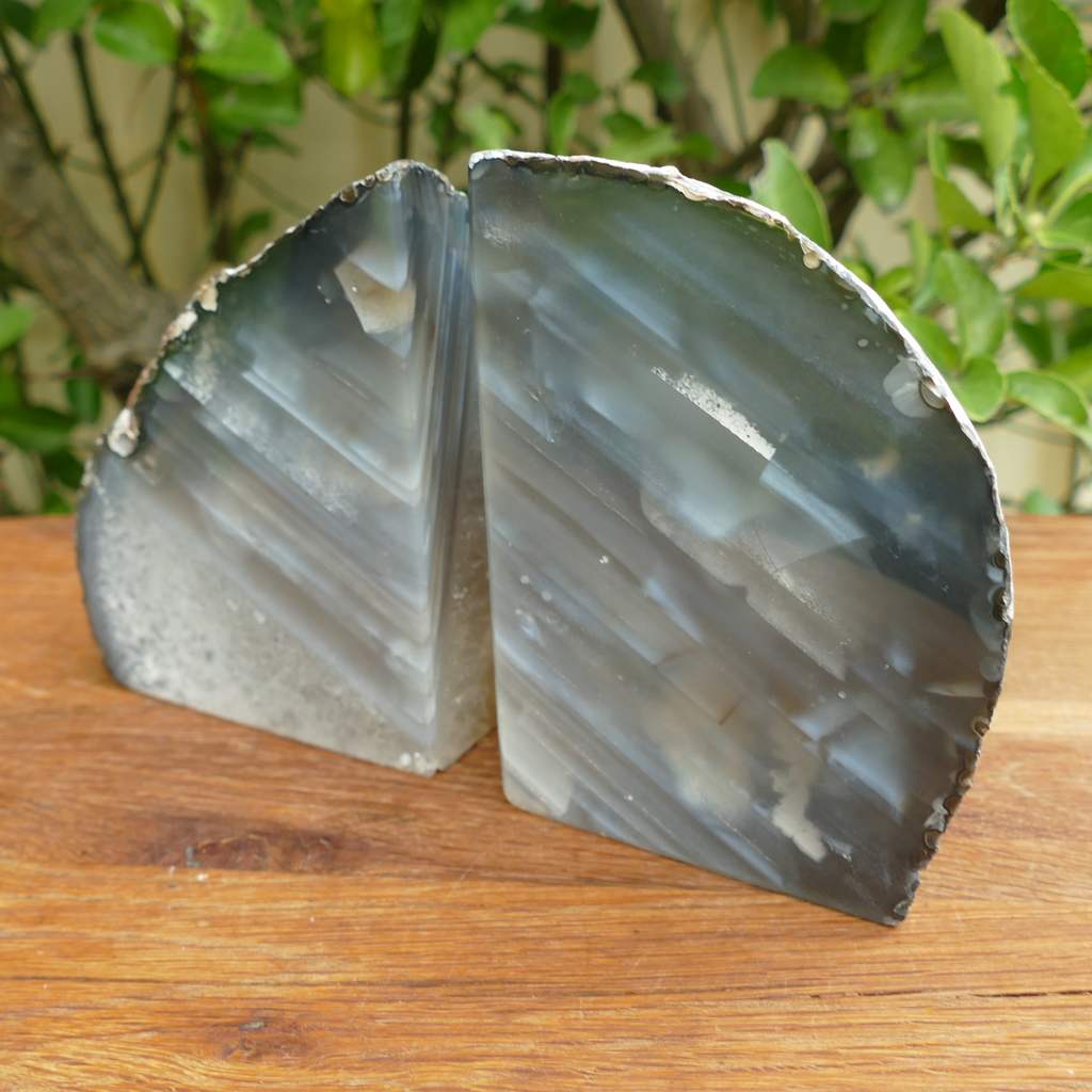 natural agate bookends