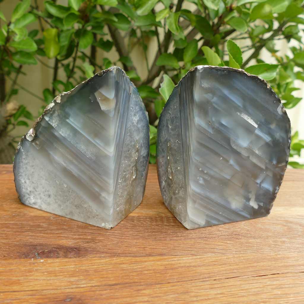 natural agate bookends