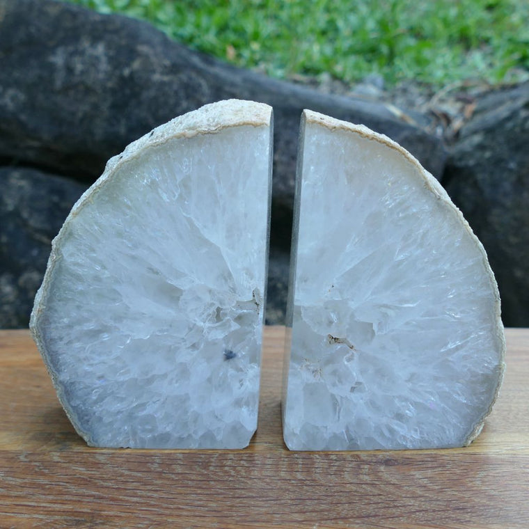 natural agate bookends