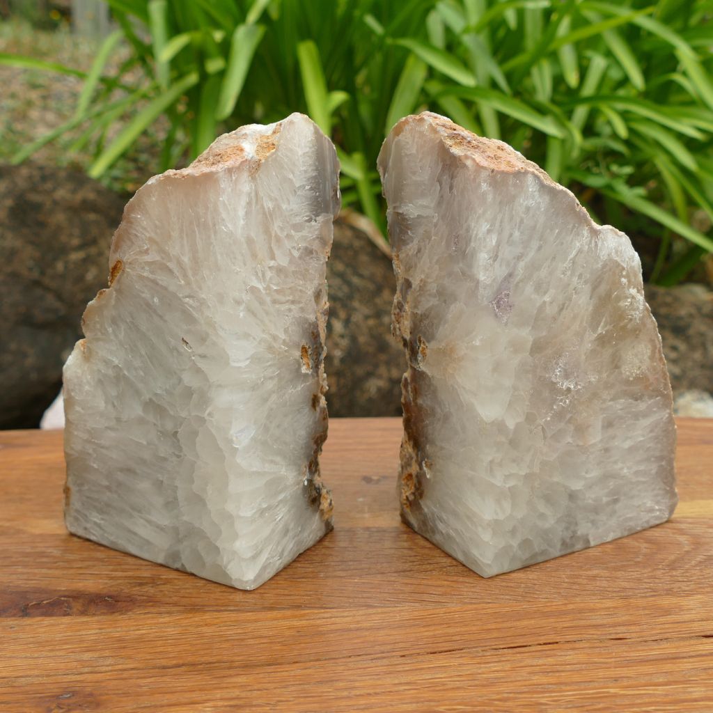 natural agate bookends