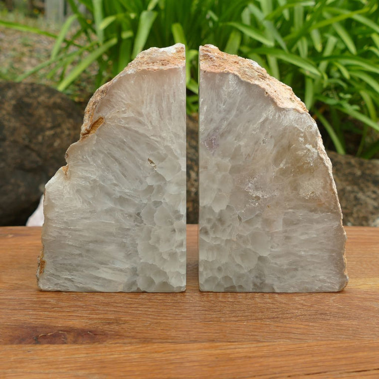 natural agate bookends