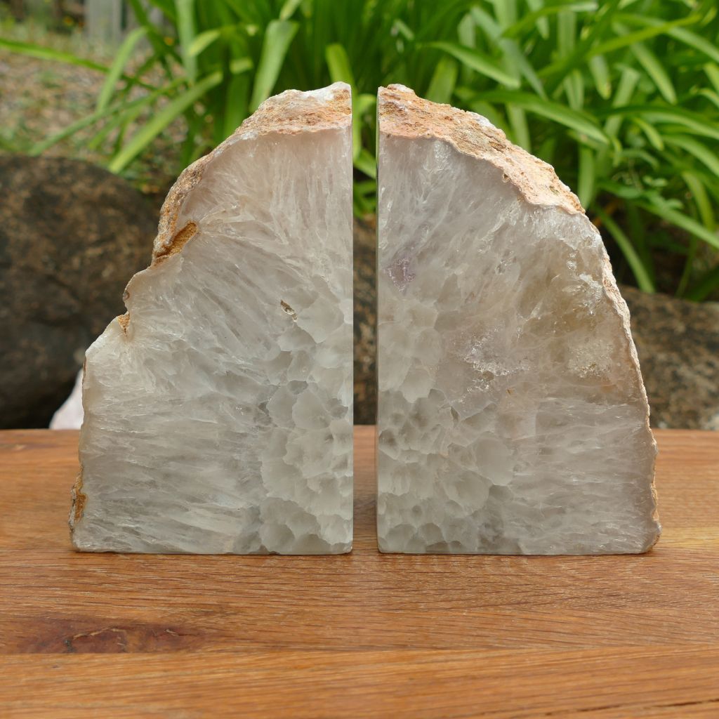 natural agate bookends