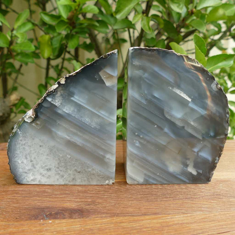 natural agate bookends