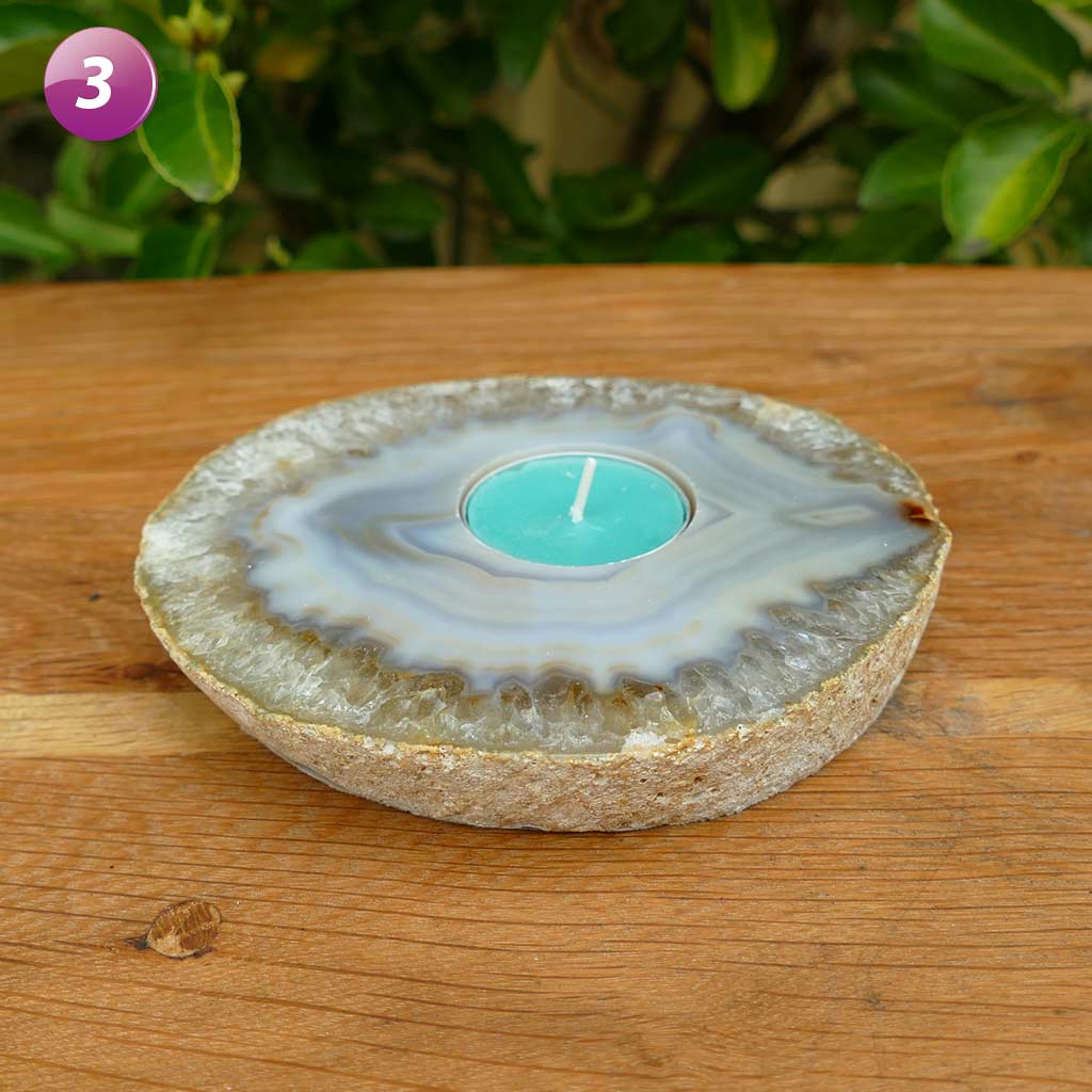 Agate Tea Light Candle Holder - Natural Handcrafted Stone for Home Decor