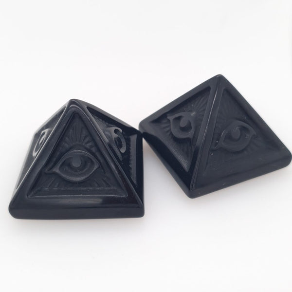 Black Obsidian All-Seeing Eye Pyramid – Reiki Energy Stone Decoration