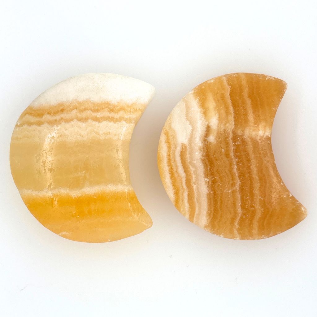 Orange Banded Calcite Moon | Crystal Moon for Energy & Motivation