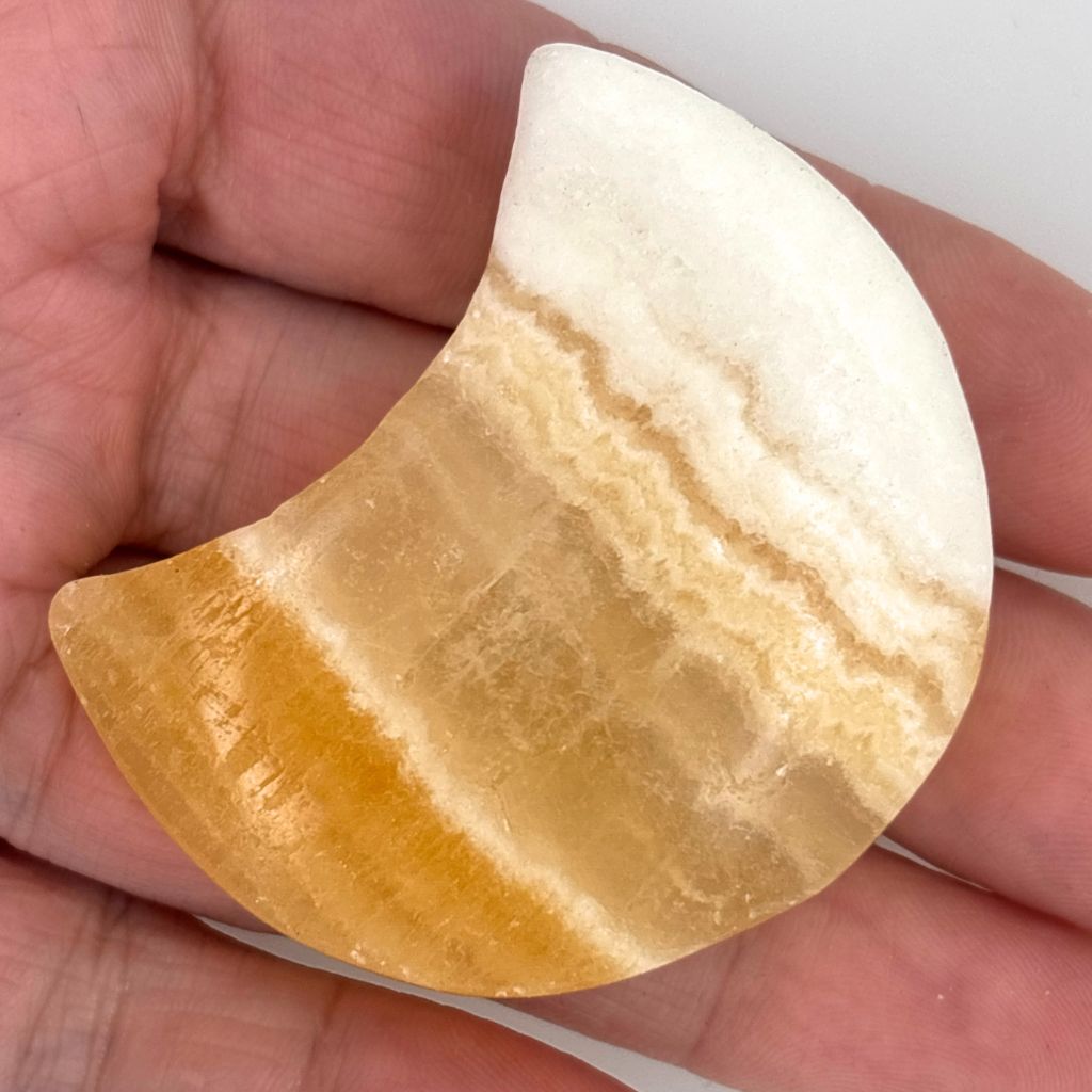 Orange Banded Calcite Moon | Crystal Moon for Energy & Motivation