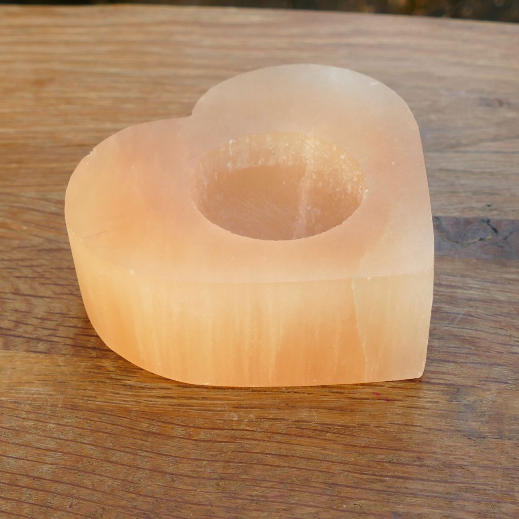 Orange Selenite Candle Holder | Natural Selenite Tealight Holder