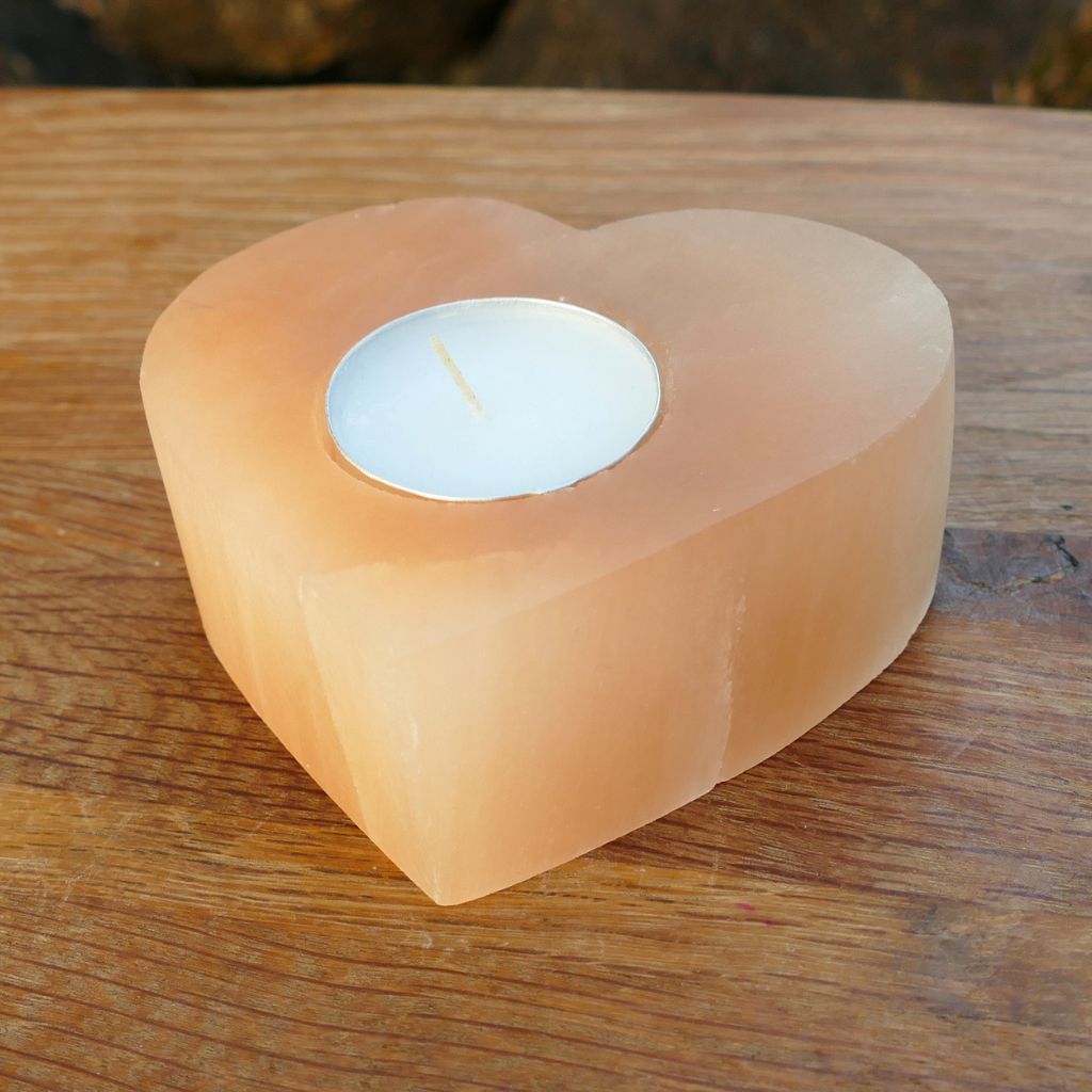 Orange Selenite Candle Holder | Natural Selenite Tealight Holder