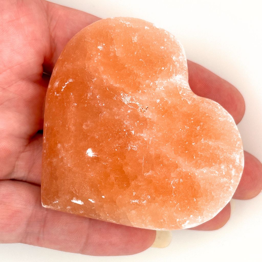 orange selenite hearts