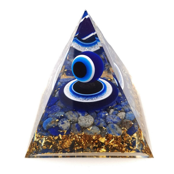 Orgonite Pyramid with Lapis Lazuli and Evil Eye Sphere