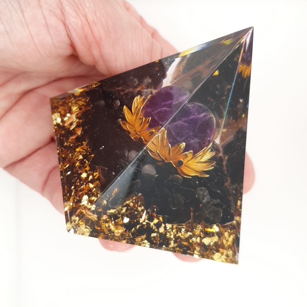 orgonite pyramid amethyst sphere lotus flower