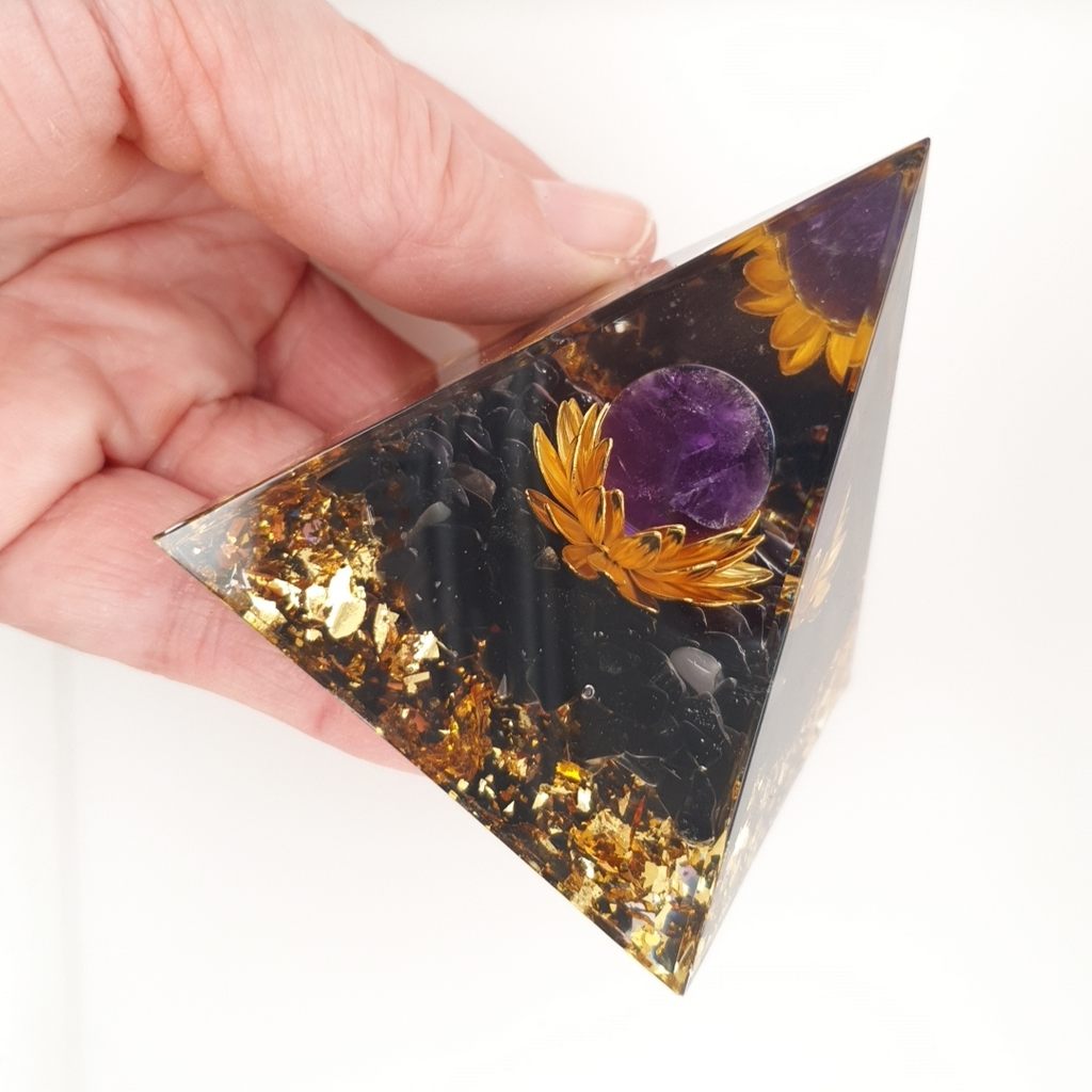 orgonite pyramid amethyst sphere lotus flower