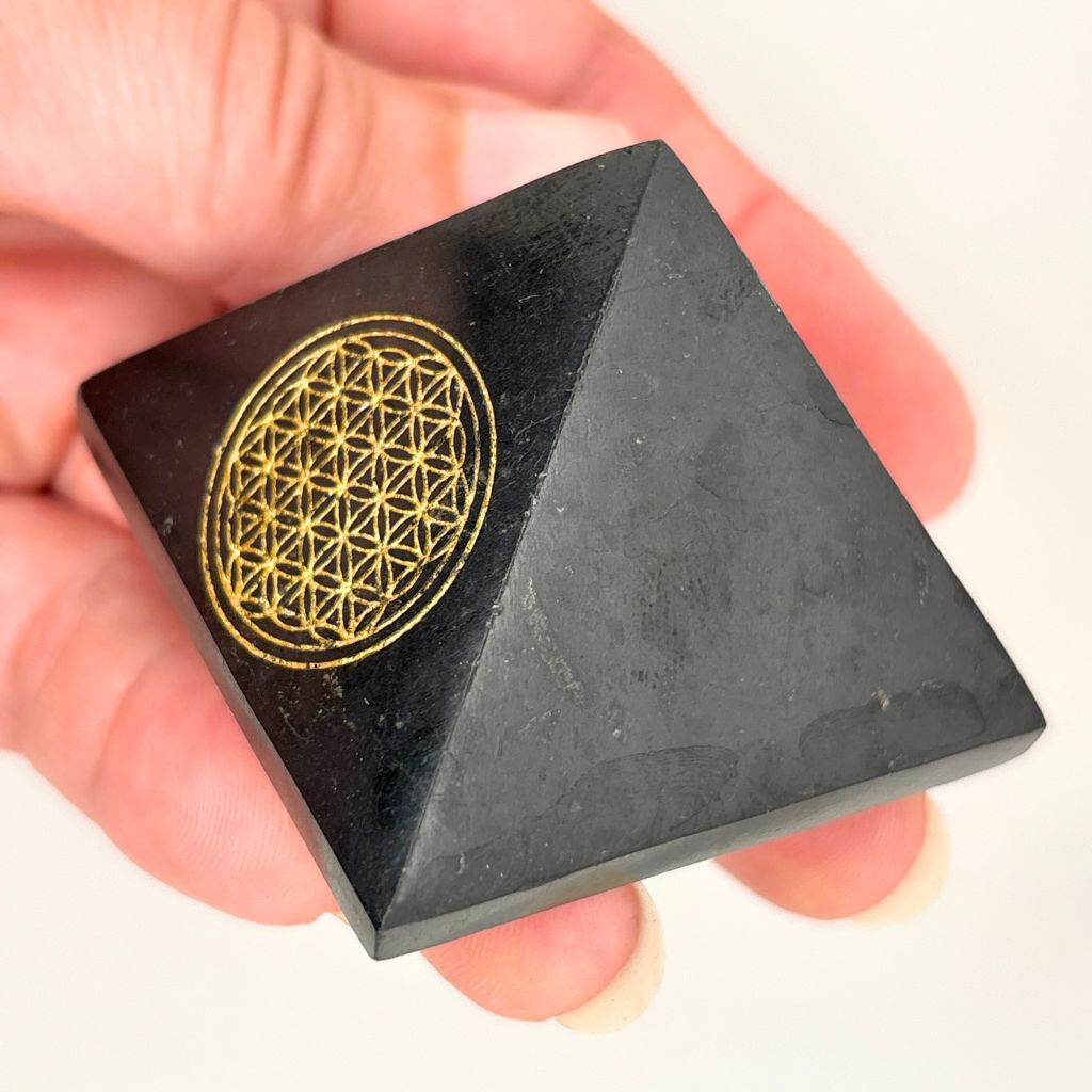 shungite pyramid flower of life