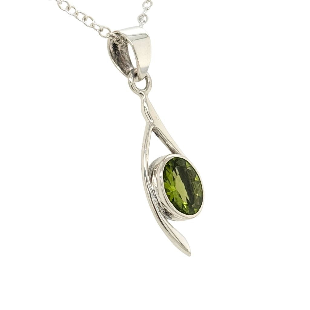 Peridot Crystal pendant in sterling silver