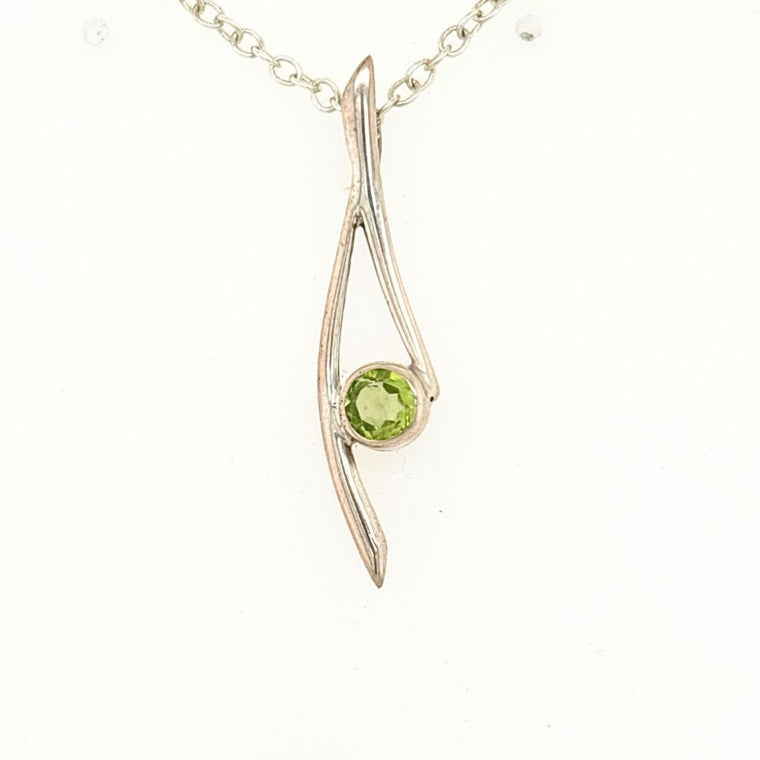 Peridot Crystal pendant in sterling silver