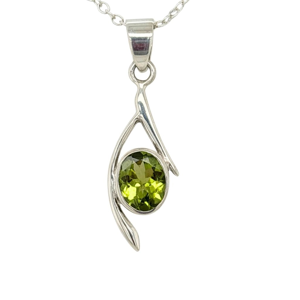 Peridot Crystal pendant in sterling silver