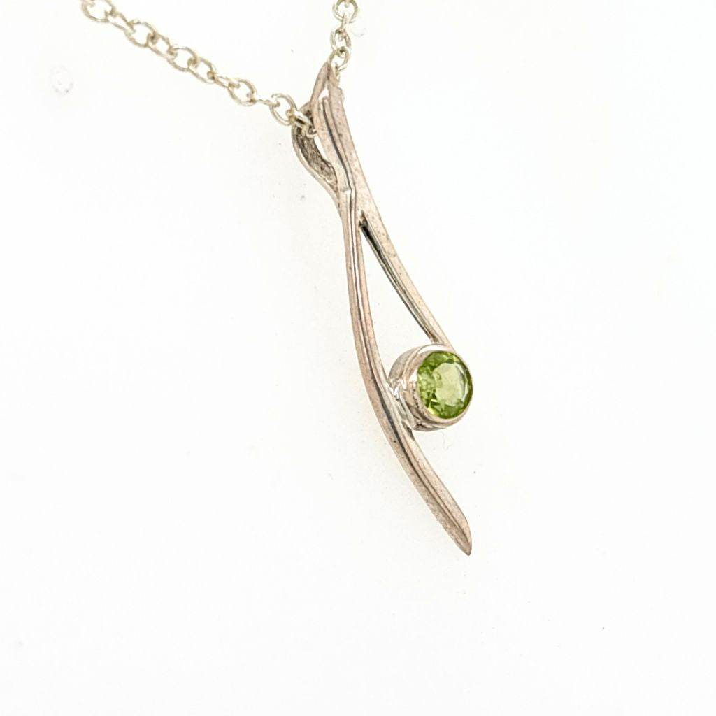Peridot Crystal pendant in sterling silver