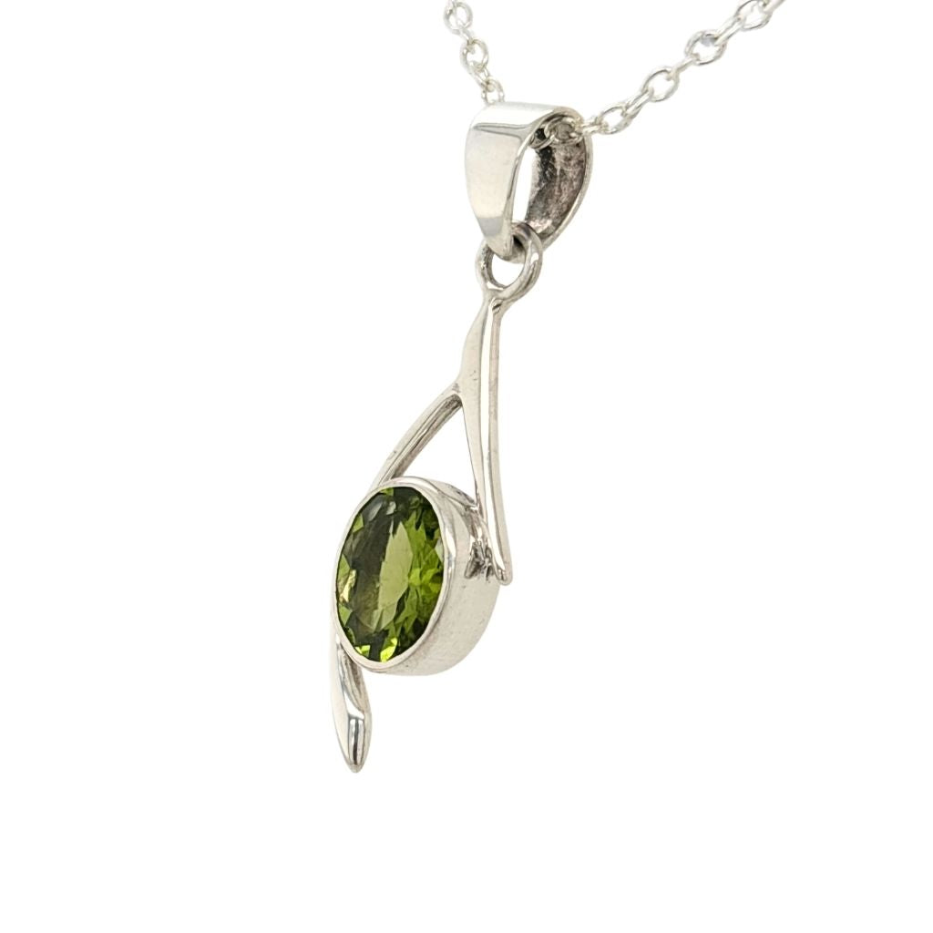 Peridot Crystal pendant in sterling silver