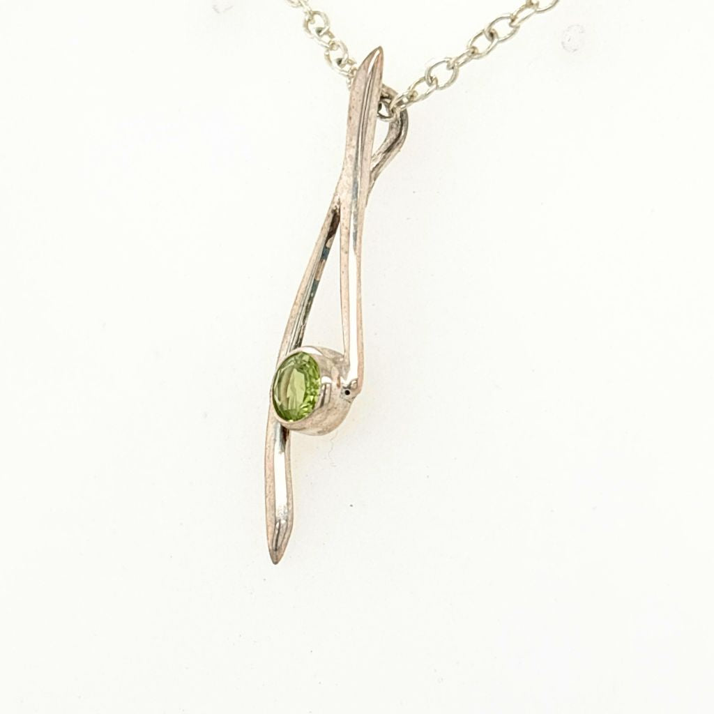 Peridot Crystal pendant in sterling silver