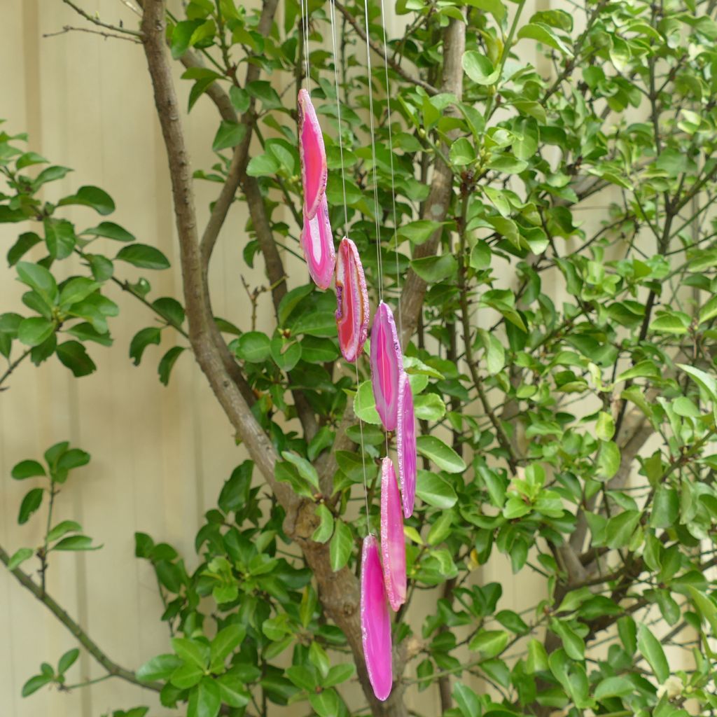 pink agate slice windchimes