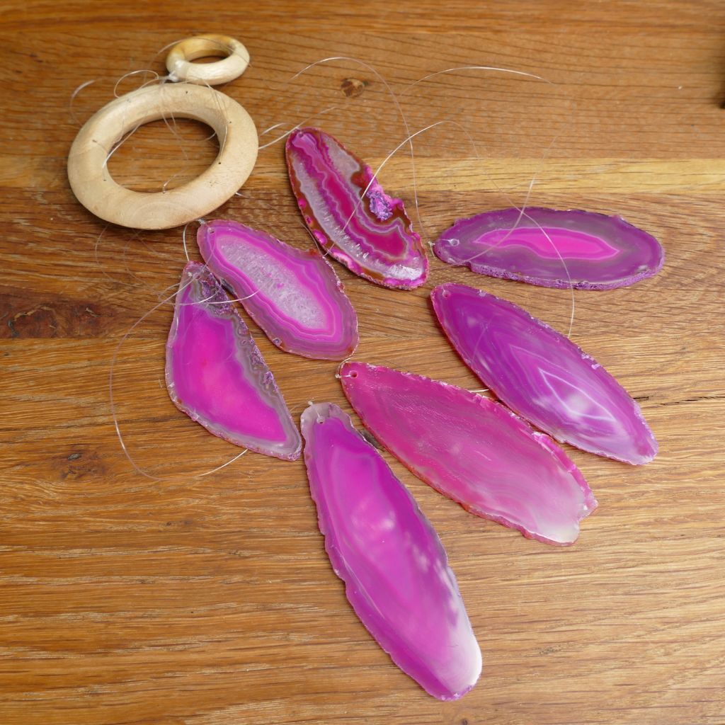 pink agate slice windchimes