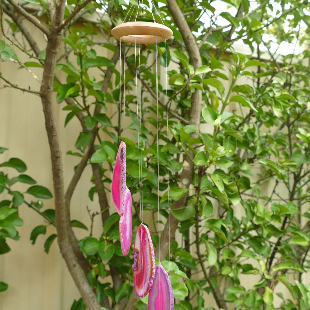 pink agate slice windchimes