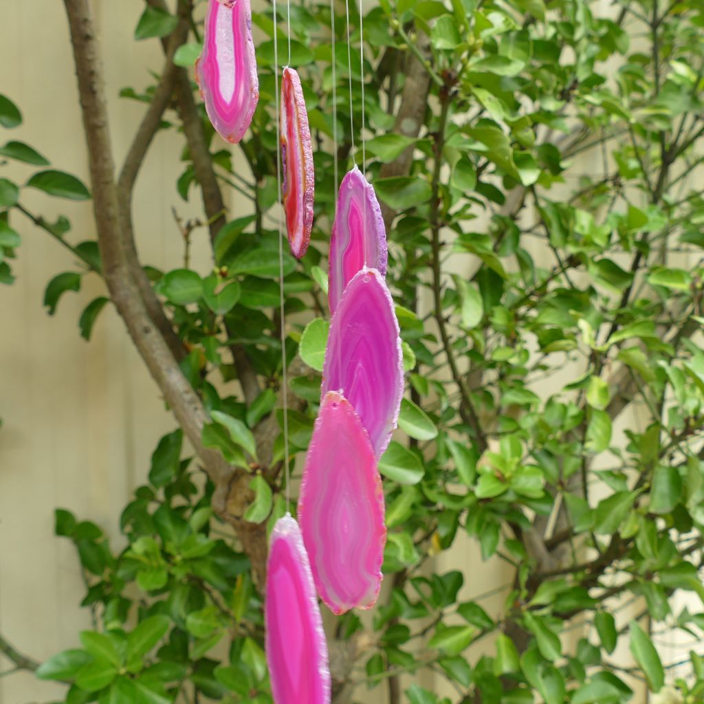 pink agate slice windchimes