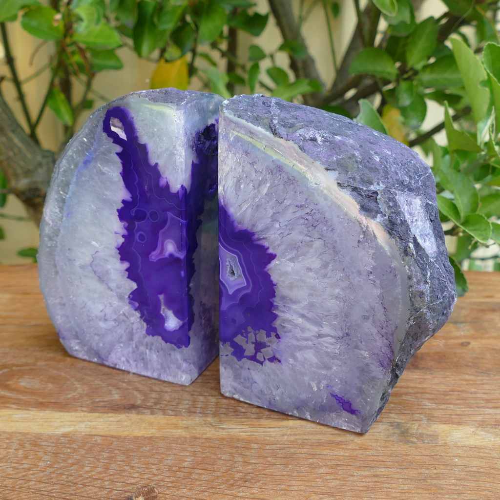 purple agate bookends