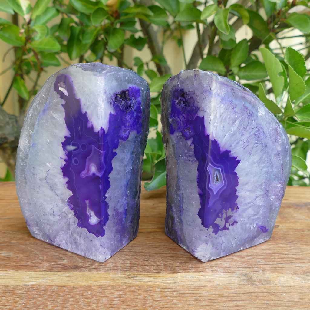 purple agate bookends