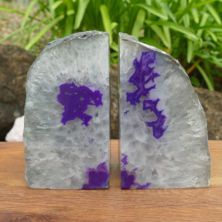purple agate bookends
