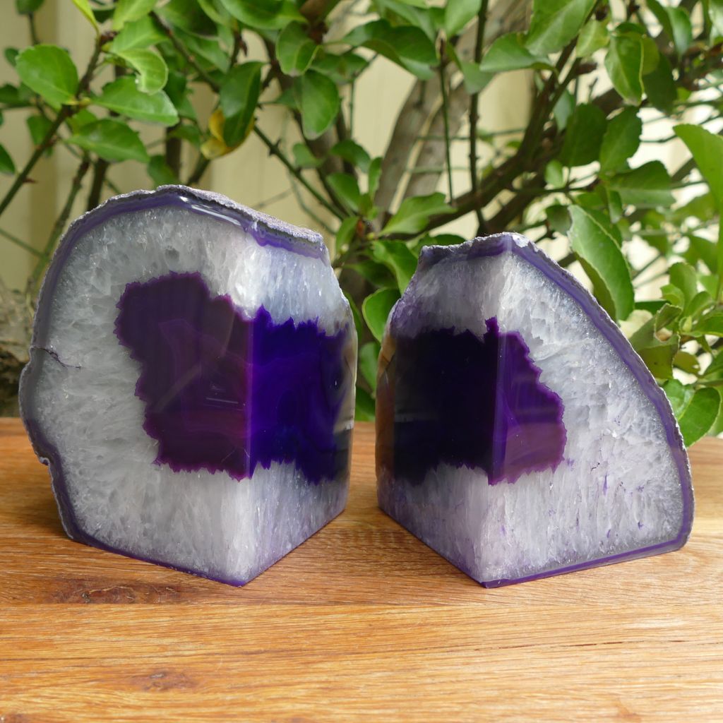 purple agate bookends