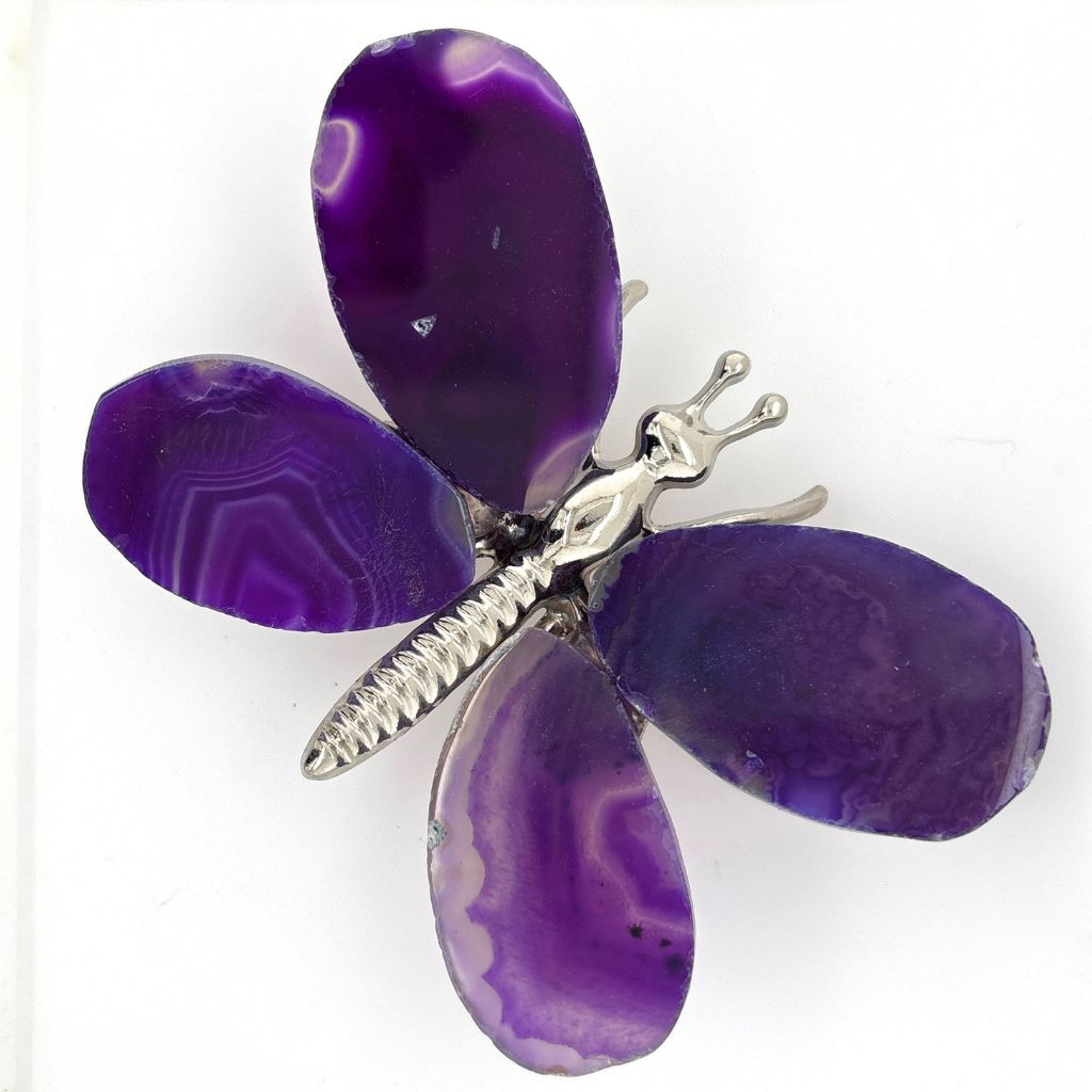Purple Agate Butterfly with Beautiful Lines | Earth Inspired Gifts