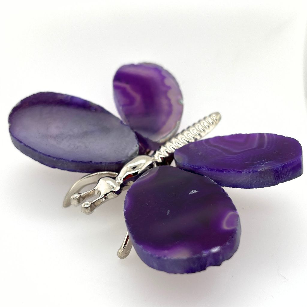 Purple Agate Butterfly with Beautiful Lines | Earth Inspired Gifts