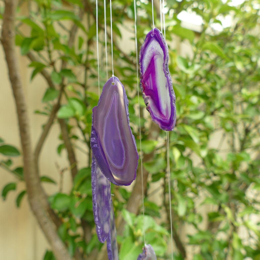 purple agate slice wind chime