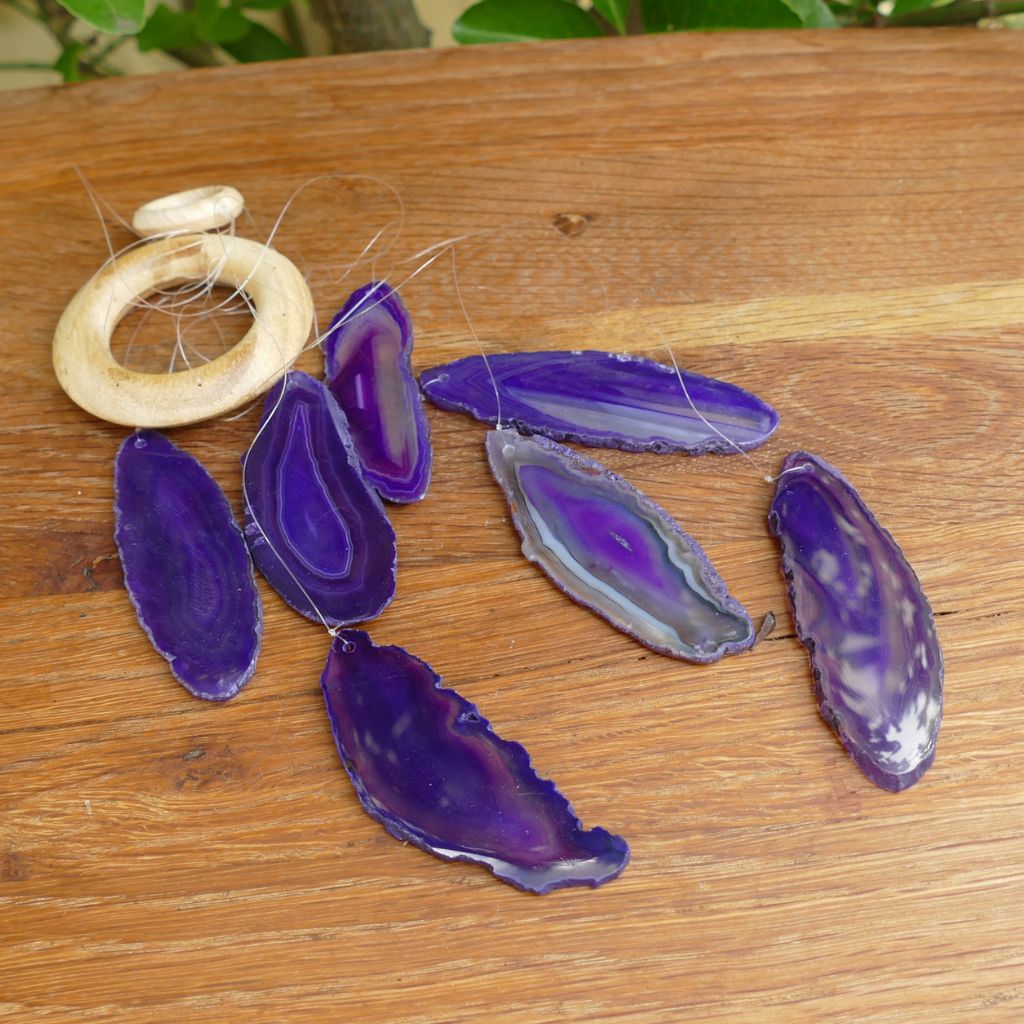 purple agate slice wind chime