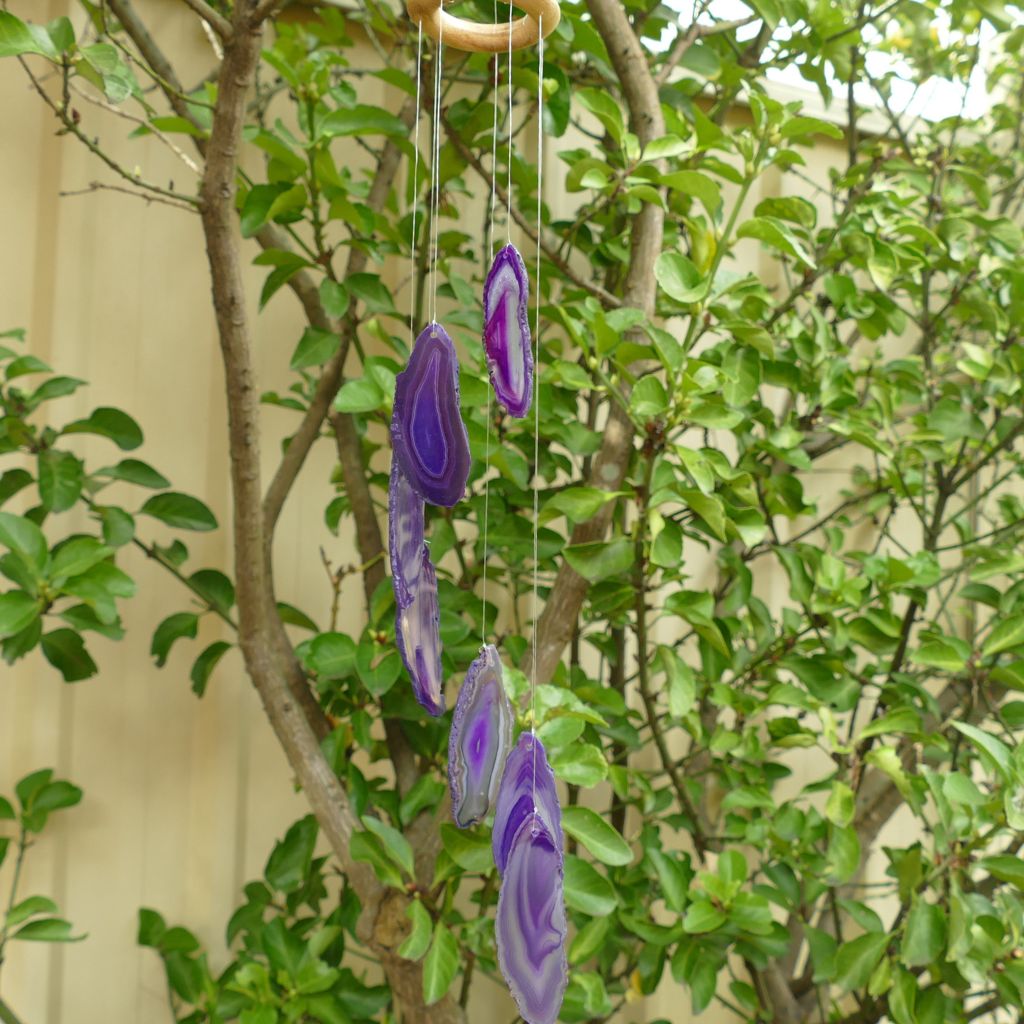 purple agate slice wind chime