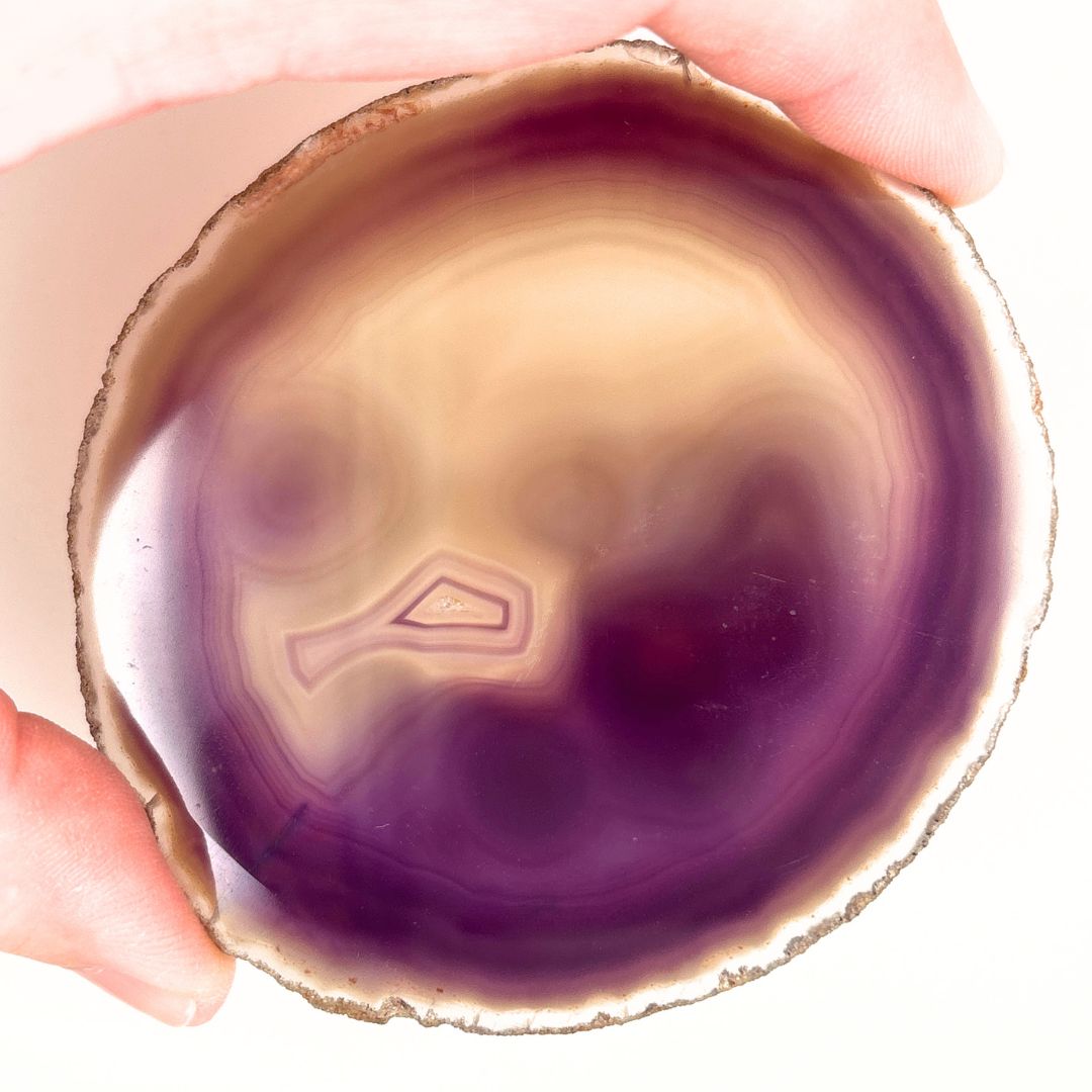 Dyed Purple Agate Slice 88mm x 80mm | Agate Crystal Display | Earth Inspired Gifts