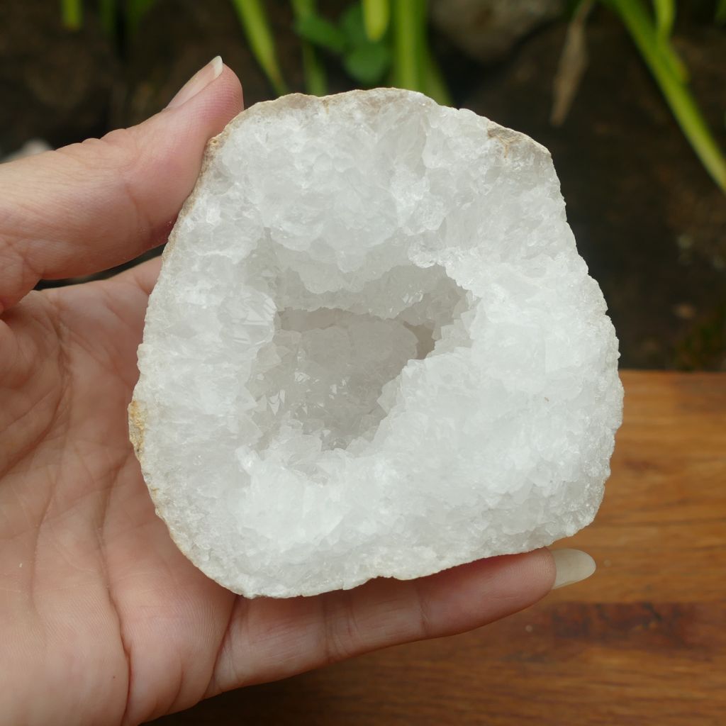quartz with calcite geode pair