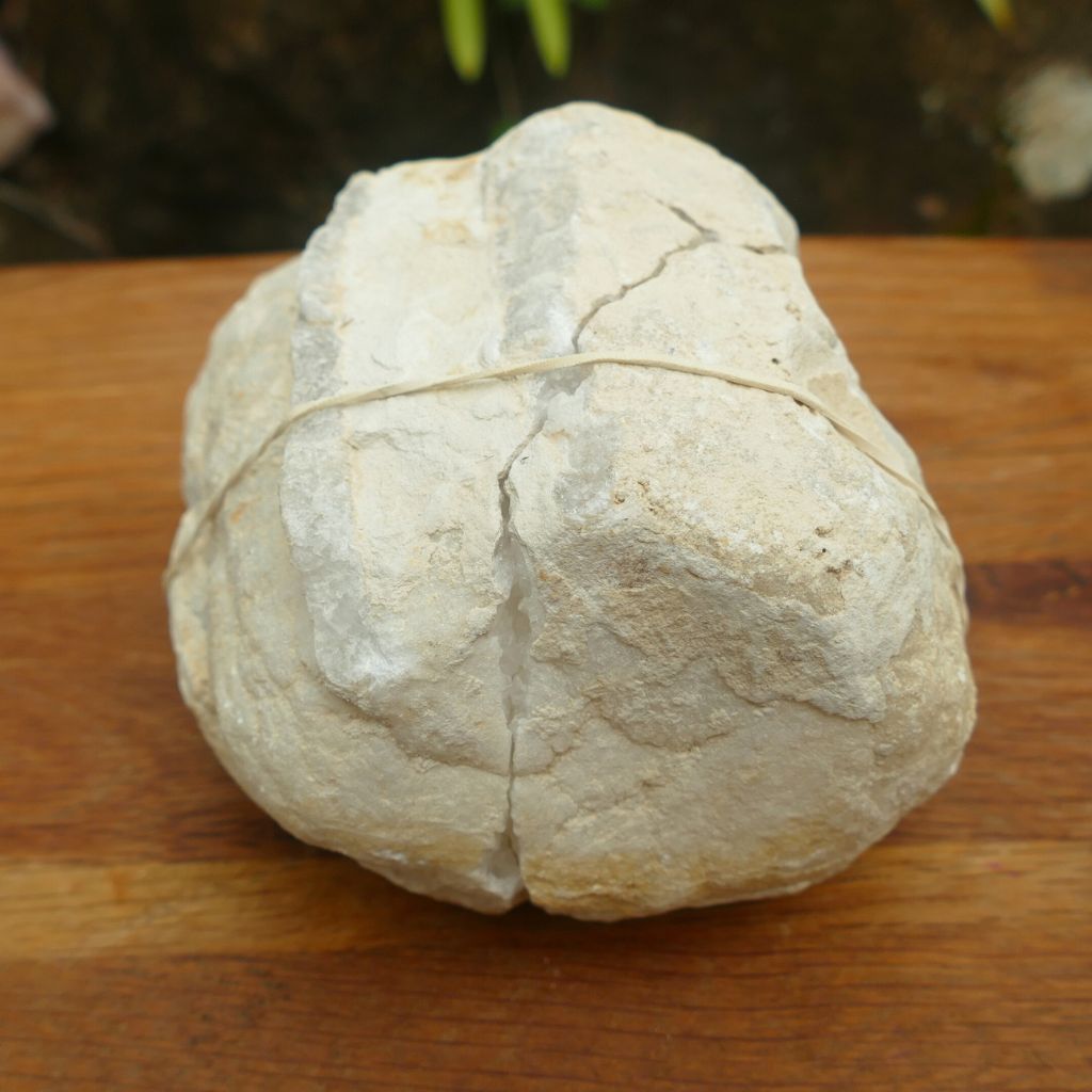 quartz with calcite geode pair