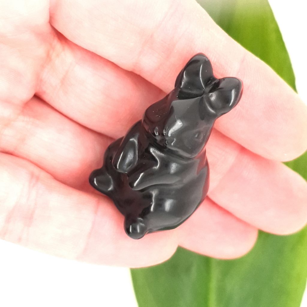 black obsidian crystal rabbit