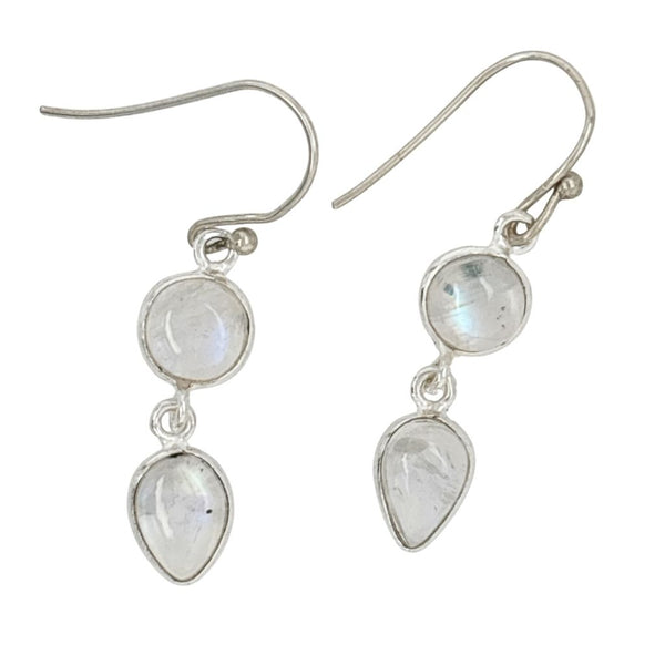 Rainbow Moonstone Earrings Sterling Silver Setting - Gifts for Women Girls