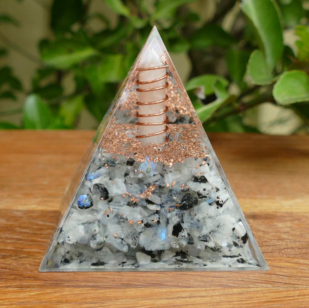 rainbow moonstone orgonite pyramid