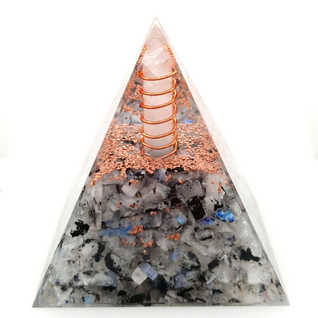 rainbow moonstone orgonite pyramid