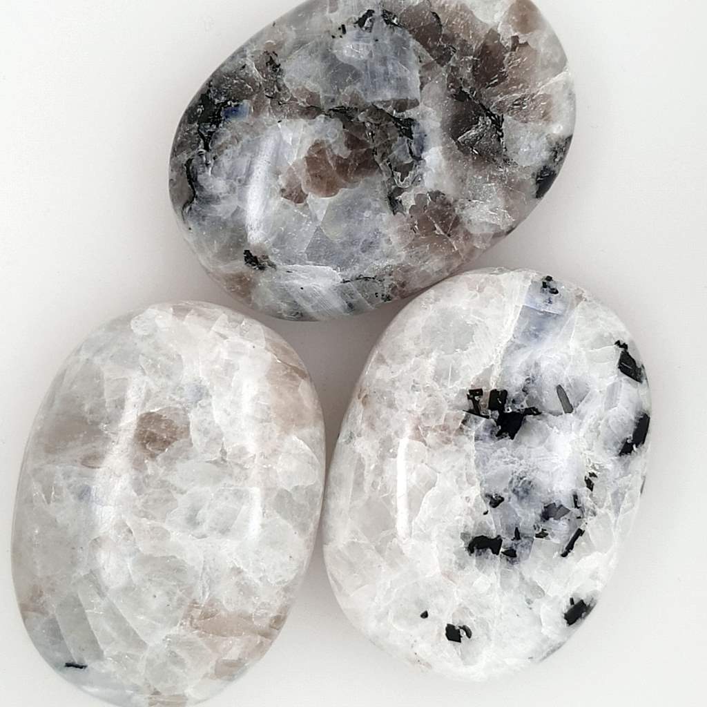 Rainbow Moonstone Palm Stones Pocket Massage Worry Stone Natural Body Chakra Healing Meditation