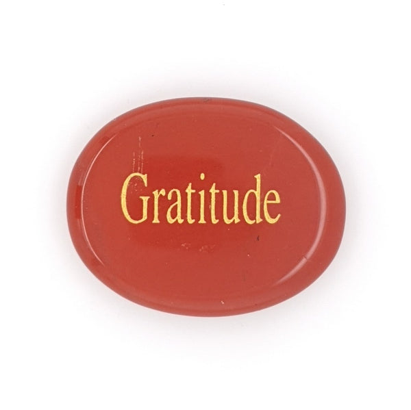 Red Jasper Palm Stone with Gratitude Engraving