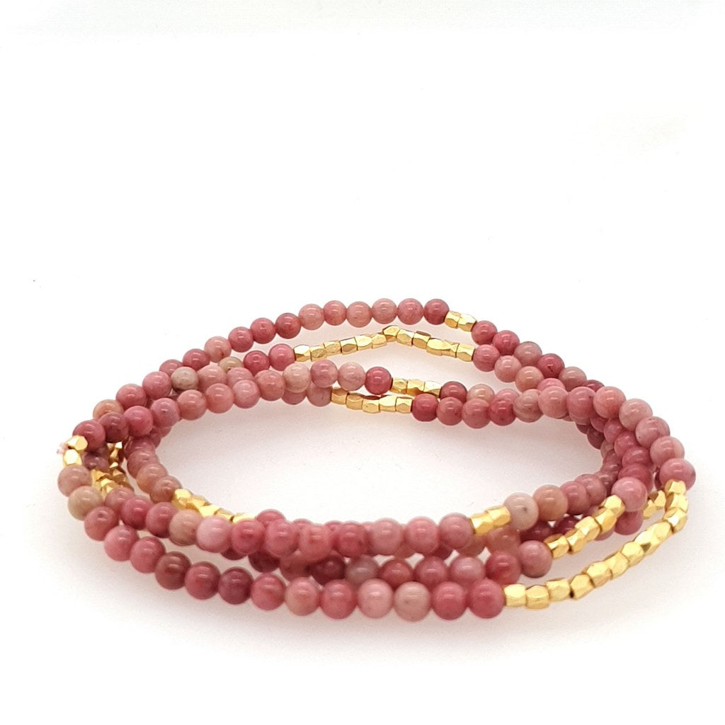 Rhodonite Wrap Bracelet and Necklace Crystal Healing Jewellery